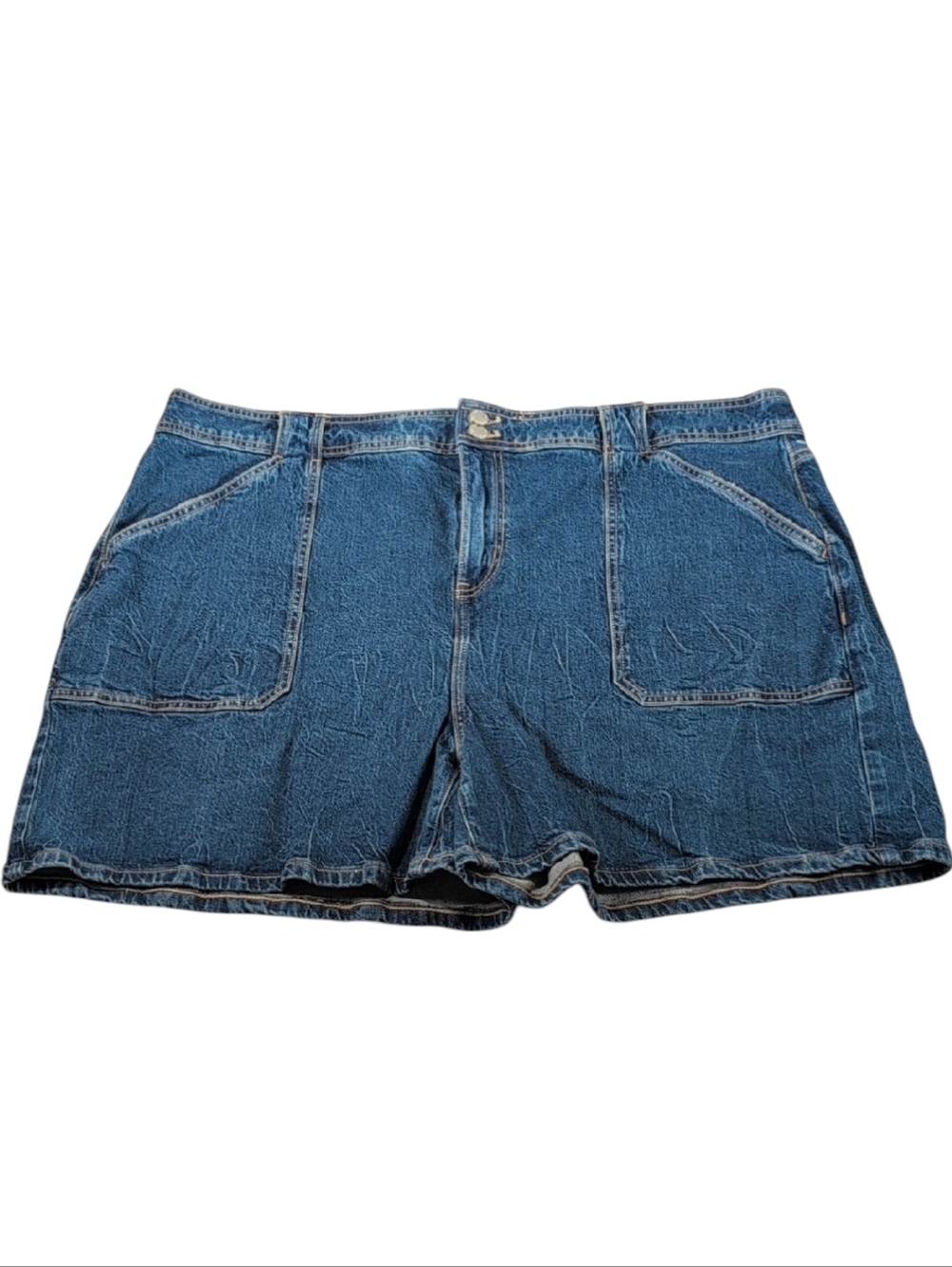 Lane Bryant High Rise Midi Shorts Med Wash Denim Jean Shorts Size 18